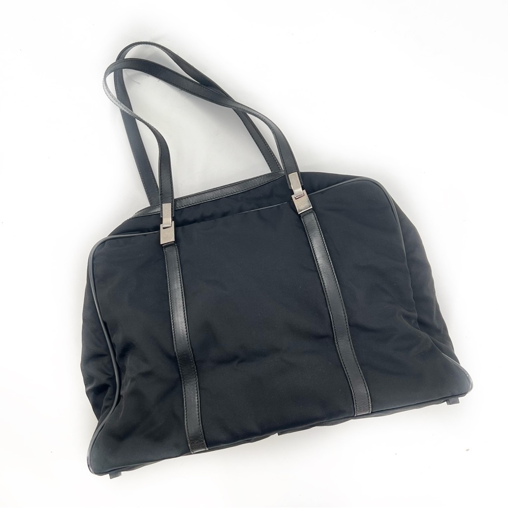 Gucci Black/Silver Nylon & Leather Work Travel Shoulder Bag, Authentic - Picture 12 of 17